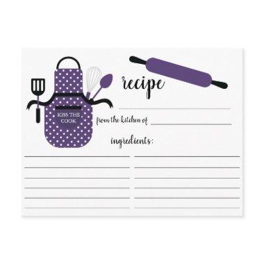 Retro Purple Apron Kitchen Tools Recipe Invitations