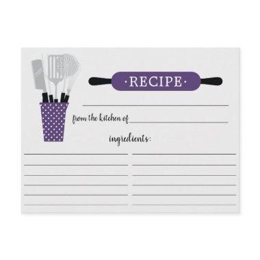 Retro Purple Rolling Pin Kitchen Tools Recipe Invitations