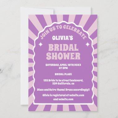 Retro purple Wavy Curve Arch Bridal Shower Invitations