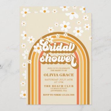 Retro Rainbow Daisy Groovy bridal shower Invitatio Invitations