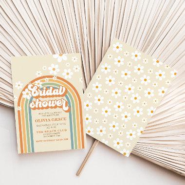 Retro Rainbow Daisy Groovy bridal shower Invitations