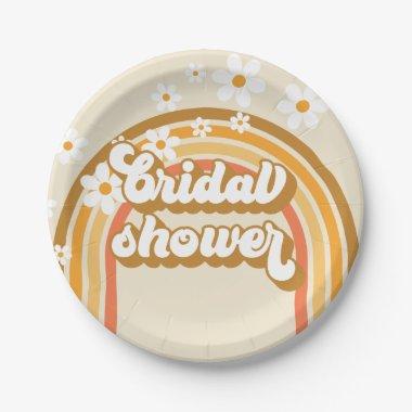 Retro Rainbow Daisy Groovy  Paper Plates