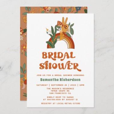 Retro Rainbow Groovy Bridal Shower Invitations