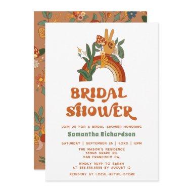 Retro Rainbow Groovy Bridal Shower Invitations