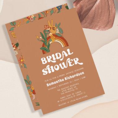 Retro Rainbow Groovy Bridal Shower Invitations