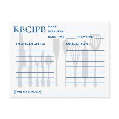 Retro Recipe Invitations Kitchen Tools Blue Striped