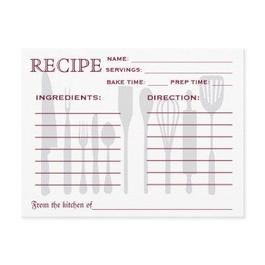 Retro Recipe Invitations Kitchen Tools Striped