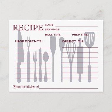 Retro Recipe Invitations Kitchen Tools Striped