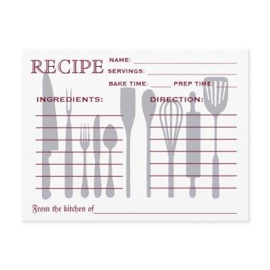 Retro Recipe Invitations Kitchen Tools Striped