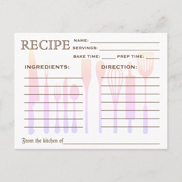 Retro Recipe Invitations Kitchen Tools Striped