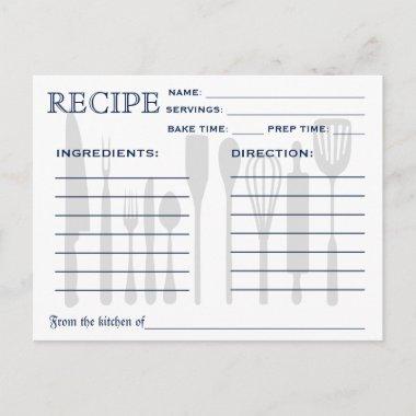 Retro Recipe Invitations with Kitchen Tools Striped