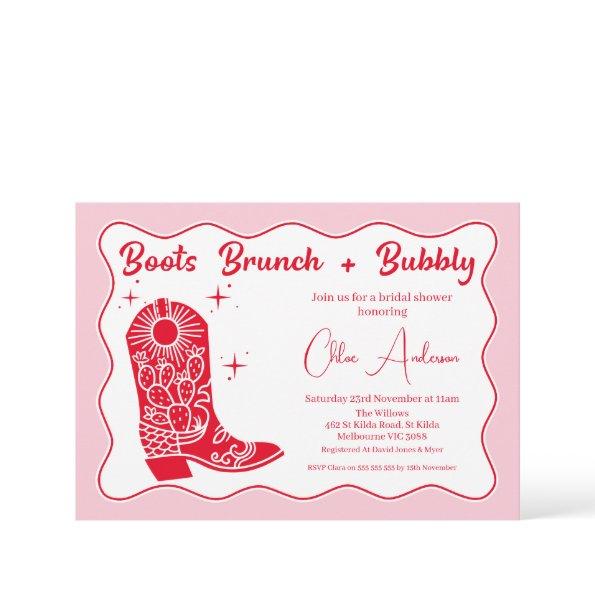 Retro Red Pink Boots Brunch Bubbly