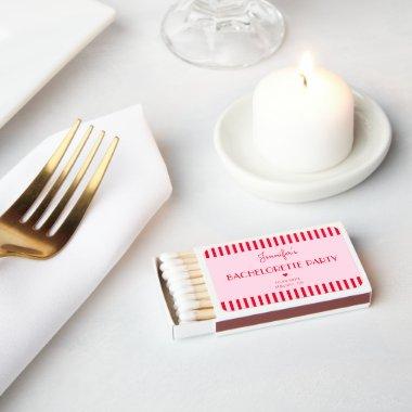 Retro Red & Pink Stripes Bachelorette Party Custom Matchboxes