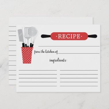 Retro Red Rolling Pin Kitchen Tools Recipe Invitations