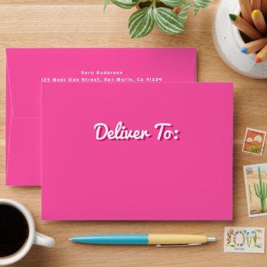 Retro Script Pretty Pink Stars  Envelope