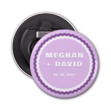 Retro Squiggle Wavy Curve Purple Wedding Bottle Opener