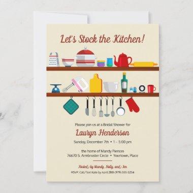 Retro Stock the Kitchen Bridal Shower Invitations