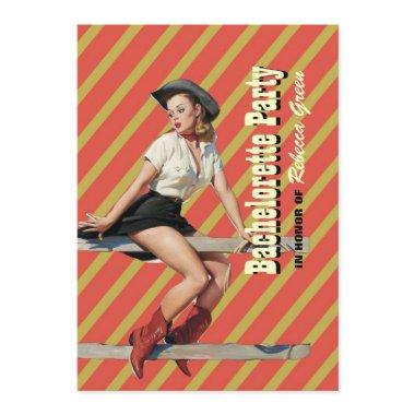 retro stripes cowgirl western bachelorette party Invitations