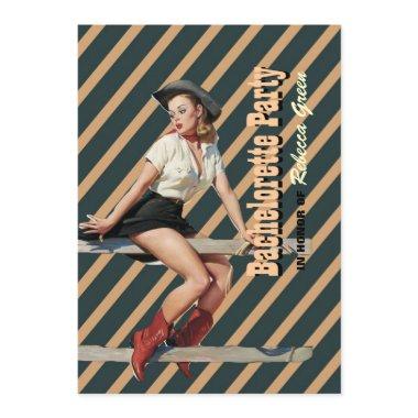 retro stripes cowgirl western bachelorette party Invitations