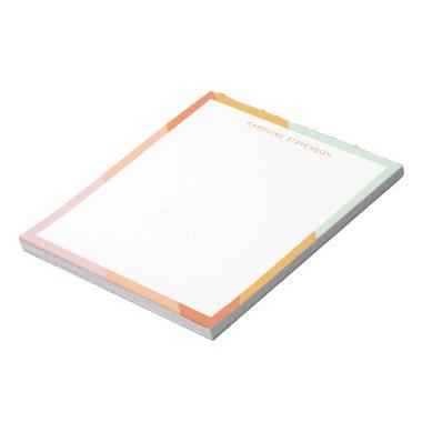 Retro Stripes Orange Mint Pastel Personalized Name Notepad