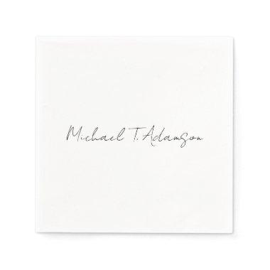 Retro Style Elegant Plain Simple White Calligraphy Napkins