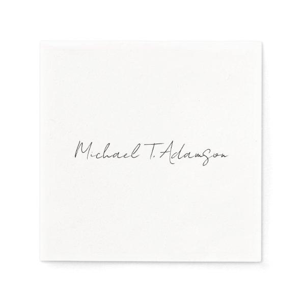 Retro Style Elegant Plain Simple White Calligraphy Napkins