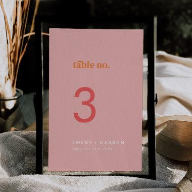 Retro Summer | Pink and Orange Table Number
