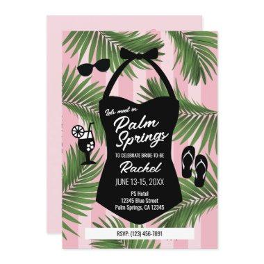 Retro Swimsuit  Pool Invite (Pink)