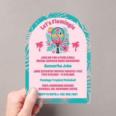 Retro Tropical Flamingo Pickleball  Acrylic