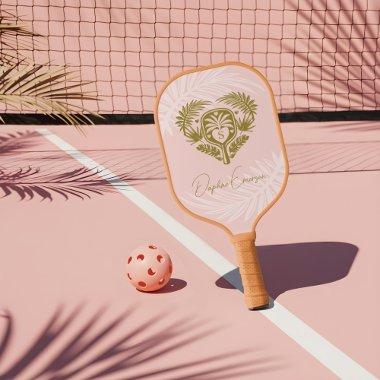 Retro Tropical Palm Tree Pickleball  Carbon Fiber Pickleball Paddle