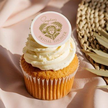 Retro Tropical Palm Tree Pickleball  Edible Frosting Rounds