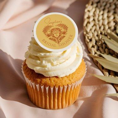 Retro Tropical Palm Tree Pickleball  Edible Frosting Rounds