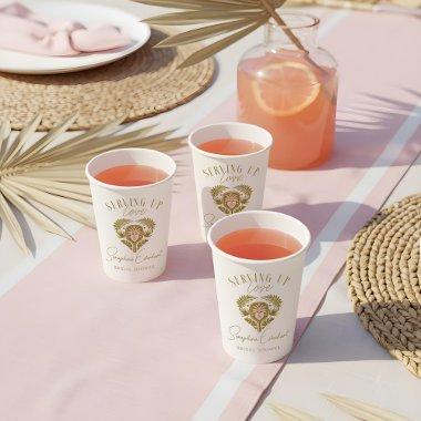 Retro Tropical Palm Tree Pickleball  Paper Cups