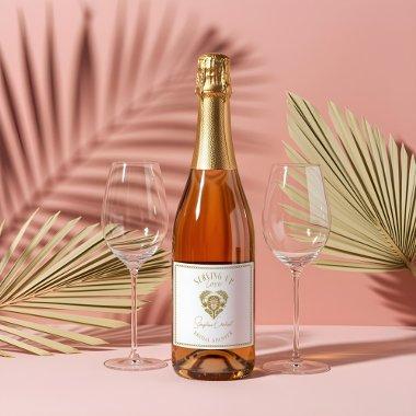 Retro Tropical Palm Tree Pickleball  Sparkling Wine Label