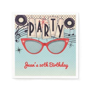 Retro Vintage 1950's Fifties Birthday Party Custom Napkins