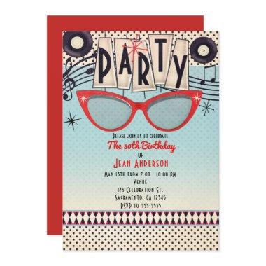 Retro Vintage 1950's Fifties Party Invitations