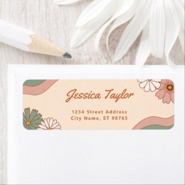 Retro Vintage 70s Floral Return Address Label