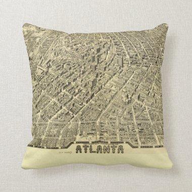 RETRO! Vintage Atlanta Historical Map Shabby Chic Throw Pillow