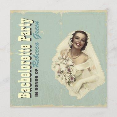 retro vintage bride bachelorette party invitations