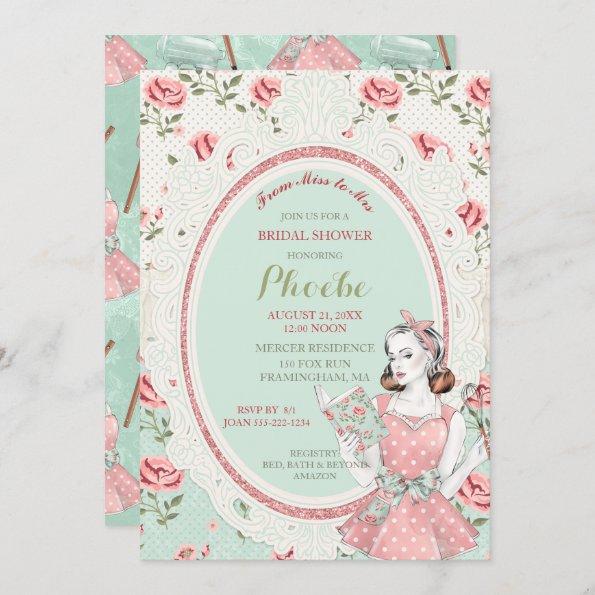 Retro Vintage Housewife 50's Bridal Shower Invitations