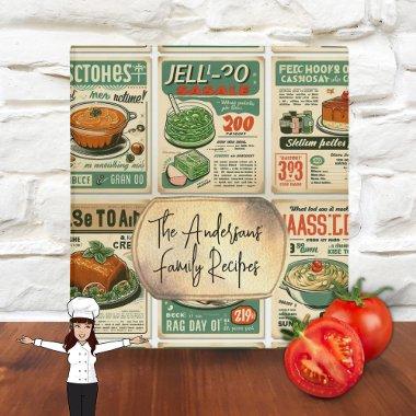 Retro Vintage Kitchen Family Recipe Green Cookbook 3 Ring Binder