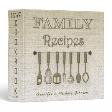 Retro Vintage Linen Look Family Recipe Cookbook 3 Ring Binder