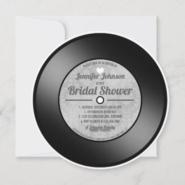 Retro Vinyl Record Bridal Shower Invitations