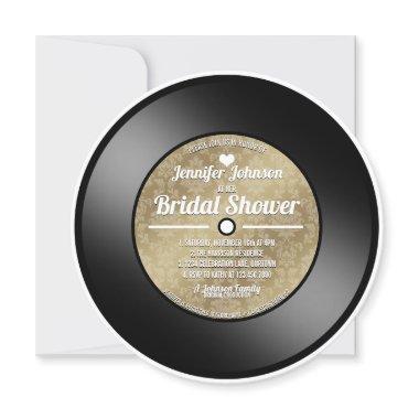 Retro Vinyl Record Bridal Shower Invitations