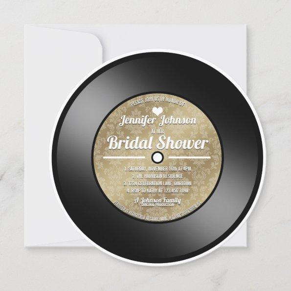 Retro Vinyl Record Bridal Shower Invitations