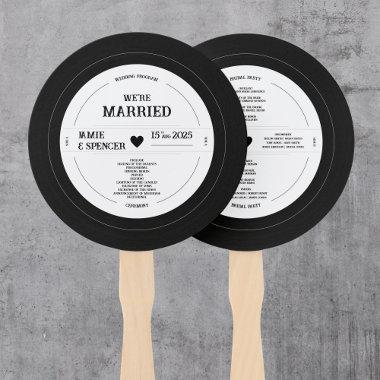 Retro Vinyl Record Wedding Program Hand Fan