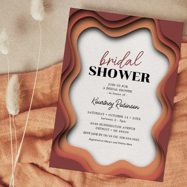 Retro Wave Burnt Orange Bridal Shower Invitations