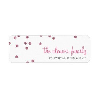 RETURN ADDRESS confetti spot baby pink glitter Label