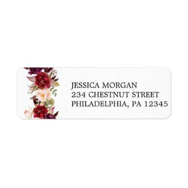 Return Address Label Boho Burgundy