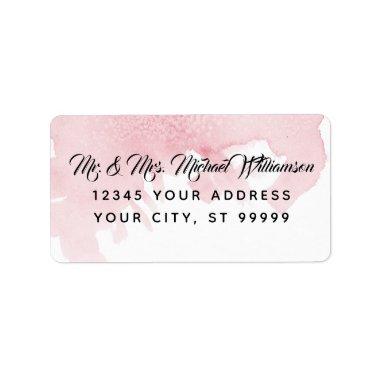 Return Address Modern Watercolor Wash Brush Pink Label